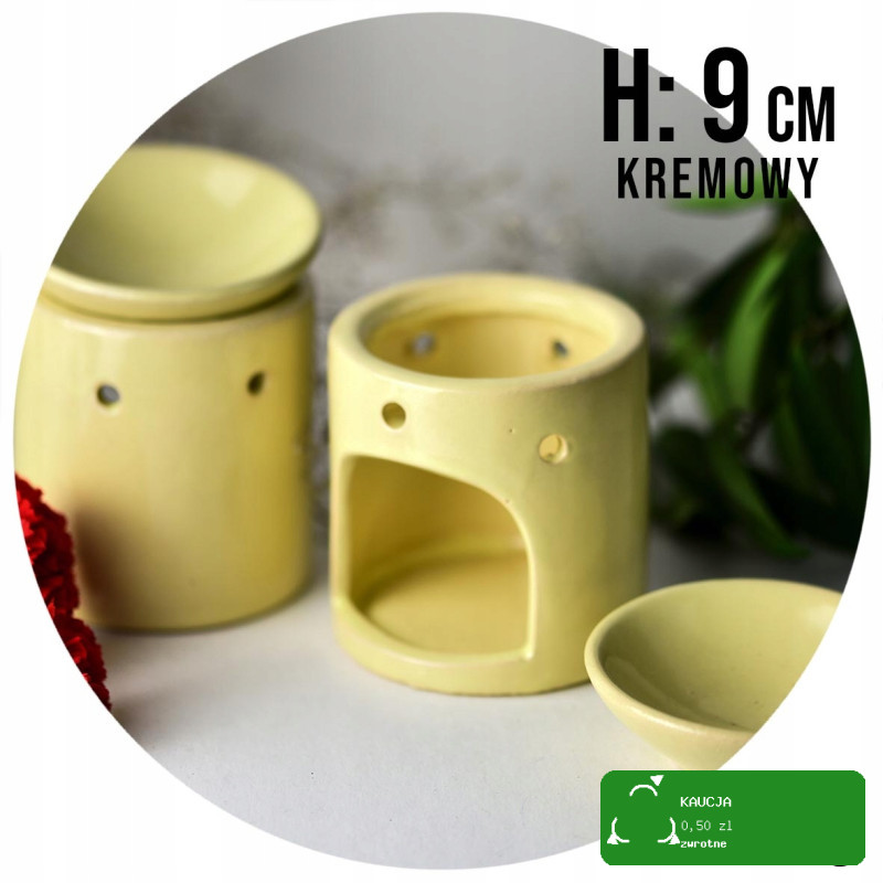 KOMINEK ZAPACHOWY CERAMICZNY na olejki woski DO AROMATERAPII kremowy