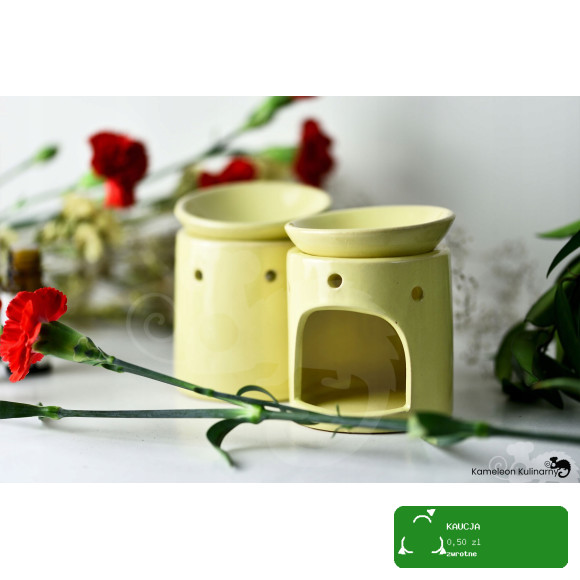 KOMINEK ZAPACHOWY CERAMICZNY na olejki woski DO AROMATERAPII kremowy