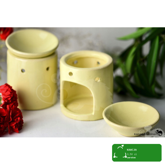 KOMINEK ZAPACHOWY CERAMICZNY na olejki woski DO AROMATERAPII kremowy