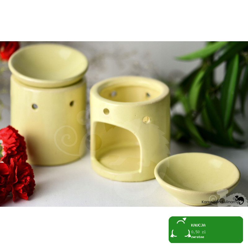 KOMINEK ZAPACHOWY CERAMICZNY na olejki woski DO AROMATERAPII kremowy