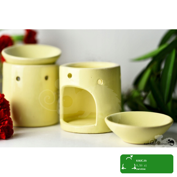 KOMINEK ZAPACHOWY CERAMICZNY na olejki woski DO AROMATERAPII kremowy