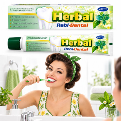 PASTA DO ZĘBÓW REBI-DENTAL HERBAL ZIOŁOWA bez fluoru tubka 100g zielona