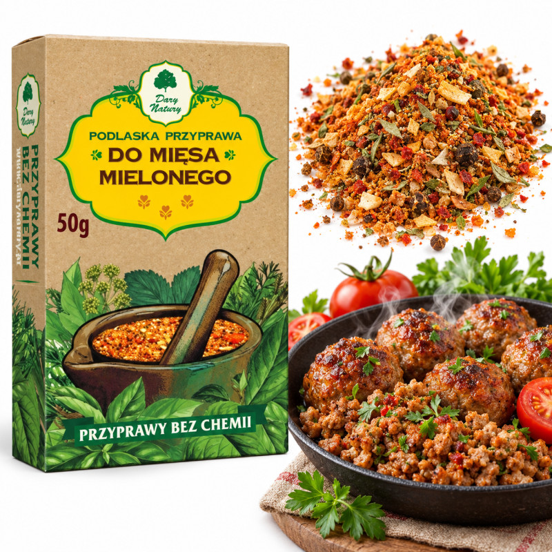 Dary Natury podlaska PRZYPRAWA DO MIĘSA MIELONEGO - mieszanka przypraw 50G