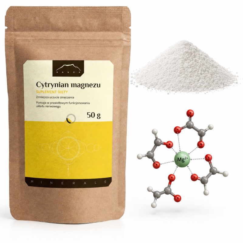 NANGA CYTRYNIAN MAGNEZU w proszku proszek MAGNEZ 50g  wsparcie UKŁAD NERWOWY