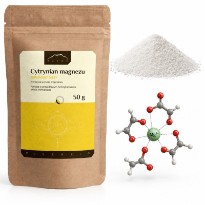 NANGA CYTRYNIAN MAGNEZU w proszku proszek MAGNEZ 50g  wsparcie UKŁAD NERWOWY