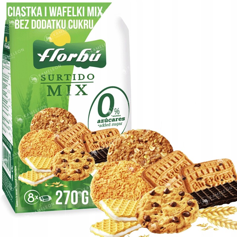 FLORBU CIASTKA kruche orkiszowe mieszane WAFELKI mix Bez