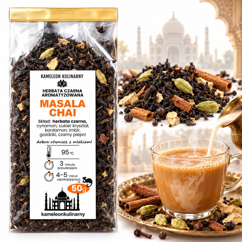 KAMELEON KULINARNY HERBATA CZARNA aromatyzowana MASALA CHAI 50g