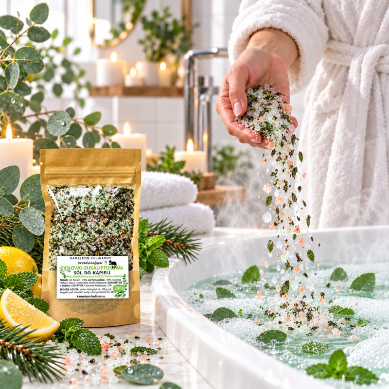 KAMELEON KULINARNY sól do kąpieli ZIOŁOWO-EUKALIPTUSOWA 200g