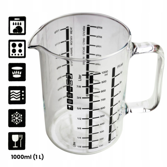 DZBANEK SZKLANY do gotowania mierzenia MIARKA 1L 1000ML szkło DZBANEK SZKLANY do gotowania mierzenia MIARKA 1L 1000ML szkło