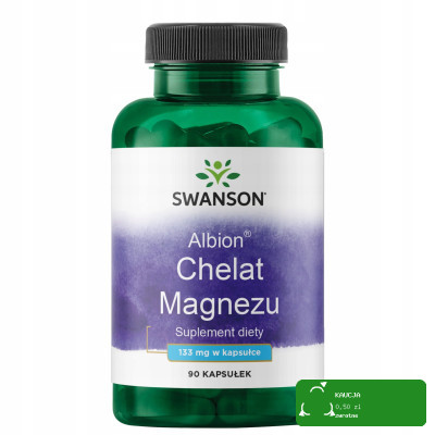 Swanson MAGNEZ ALBION CHELAT MAGNEZU 133mg 90kaps wsparcie UKŁAD NERWOWY
