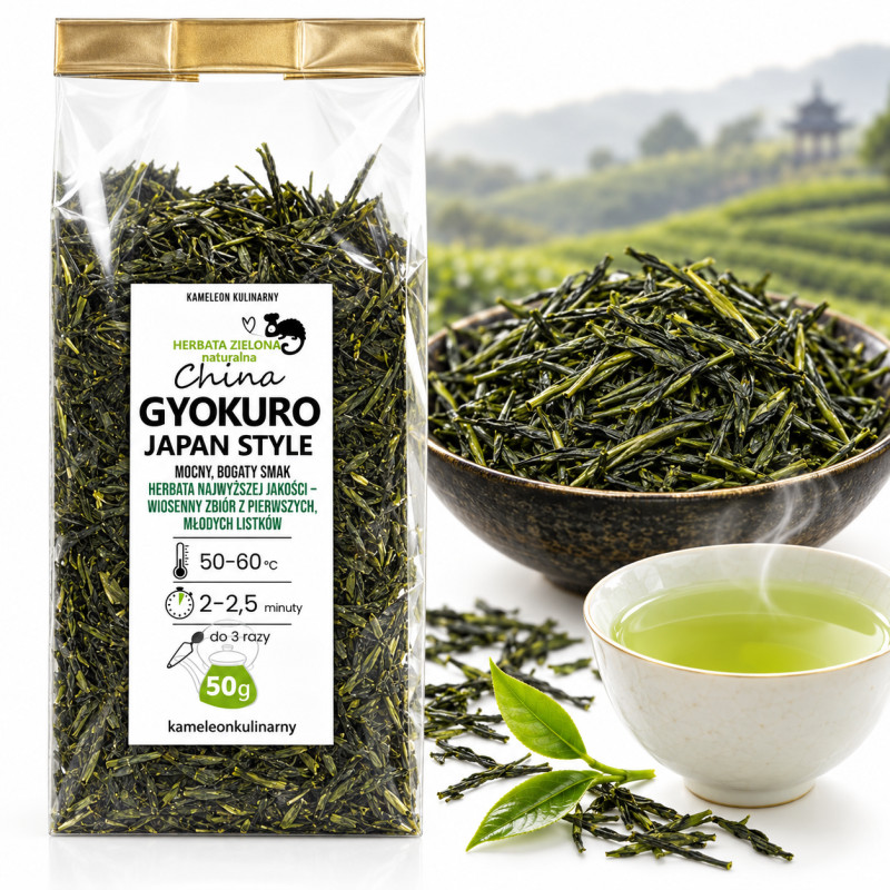KAMELEON KULINARNY HERBATA ZIELONA GYOKURO wiosenny zbiór PREMIUM 50g