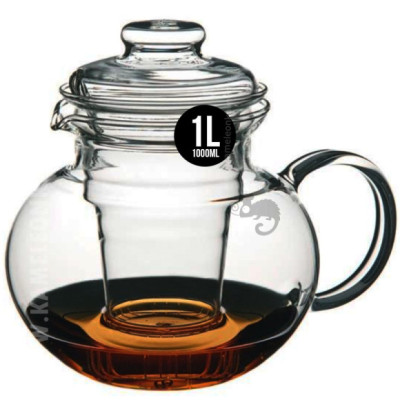 DZBANEK SZKLANY ZE SZKLANYM ZAPARZACZEM do herbat ziół 1000ml 1L KAMELEON