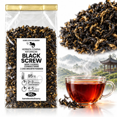 KAMELEON KULINARNY HERBATA CZARNA Premium naturalna BLACK SCREW wyjątkowa bardzo dobra 50g