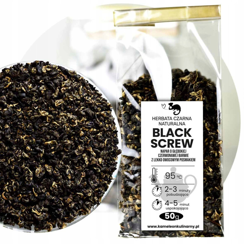 KAMELEON KULINARNY HERBATA CZARNA Premium naturalna BLACK SCREW wyjątkowa bardzo dobra 50g