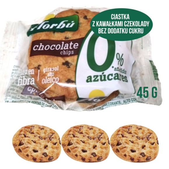 FLORBU - CIASTKA Z CZEKOLADĄ Z KAWAŁKAMI CZEKOLADY 45g