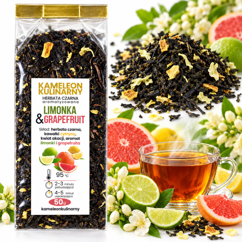 KAMELEON KULINARNY HERBATA CZARNA aromatyzowana LIMONKA GRAPEFRUIT 50