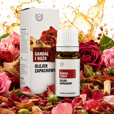 OLEJEK ZAPACHOWY eteryczny SANDAŁ I RÓŻA mix różany + drzewo sandałowe 10ml