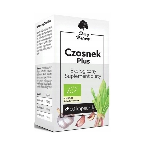 CZOSNEK PLUS EKO 60kaps DARY NATURY wsparcie SERCE