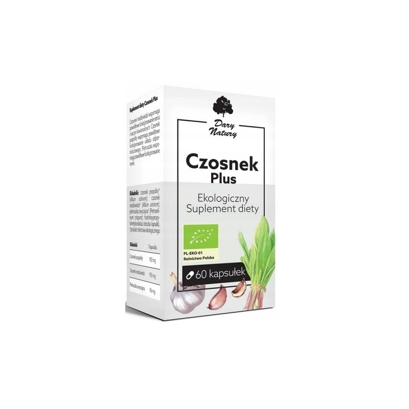 CZOSNEK PLUS EKO 60kaps DARY NATURY wsparcie SERCE