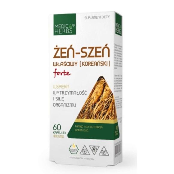 Medica Herbs ŻEŃ SZEŃ WŁAŚCIWY KORAŃSKI FORTE 400MG 60