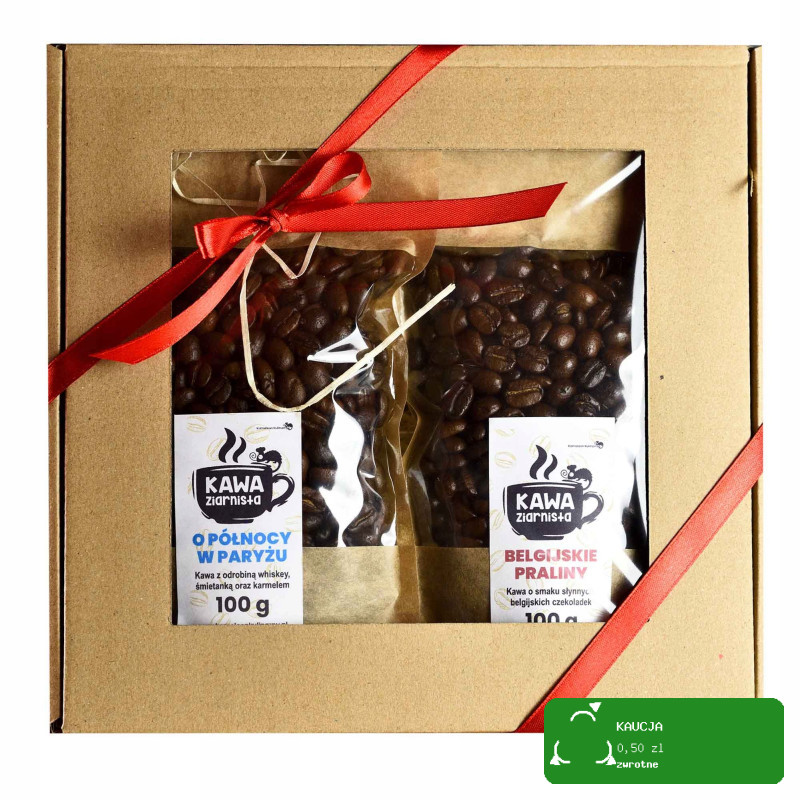 ZESTAW PREZENTOWY pyszne KAWY ZIARNISTE smakowe 2x100g 200g prezent