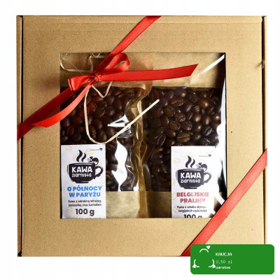 ZESTAW PREZENTOWY pyszne KAWY ZIARNISTE smakowe 2x100g 200g prezent