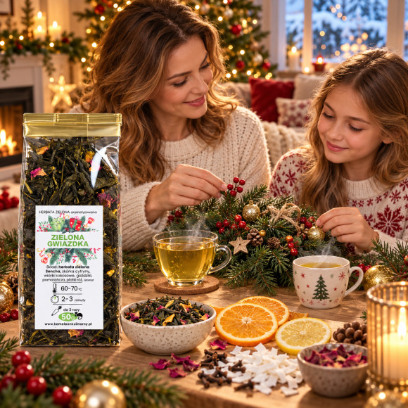 HERBATA Sencha aromatyowana ZIELONA GWIAZDKA 50g zimowa pyszna OD KAMELEON