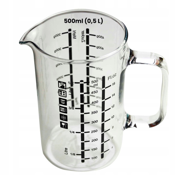 DZBANEK SZKLANY do gotowania mierzenia MIARKA 0,5L