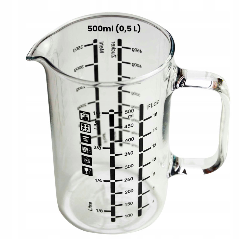 DZBANEK SZKLANY do gotowania mierzenia MIARKA 0,5L