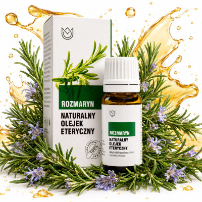 Naturalny OLEJEK ETERYCZNY ROZMARYN ROZMARYNOWY 10ml drogi oddechowe