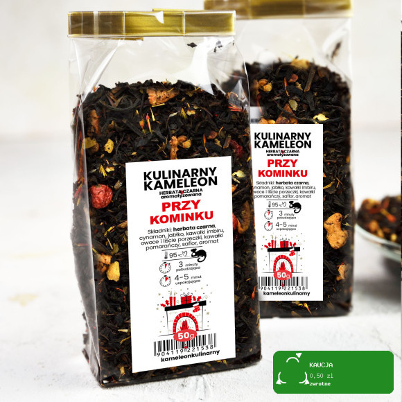 KAMELEON KULINARNY HERBATA CZARNA rozgrzewająca zimowa PRZY KOMINKU 50g