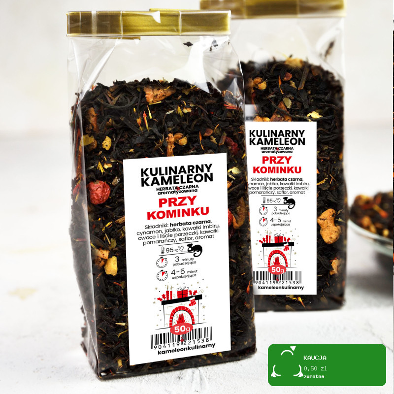 KAMELEON KULINARNY HERBATA CZARNA rozgrzewająca zimowa PRZY KOMINKU 50g