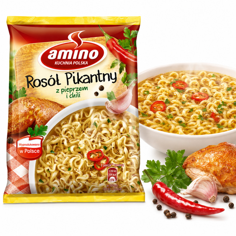 Amino ROSÓŁ PIKANTNY zupa błyskawiczna z pieprzem i chilii  58g