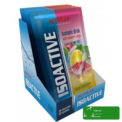 ISOACTIVE Izotonik Activlab ELEKTROLITY smak RABARBAR CYTRYNA 31,5g x20szt