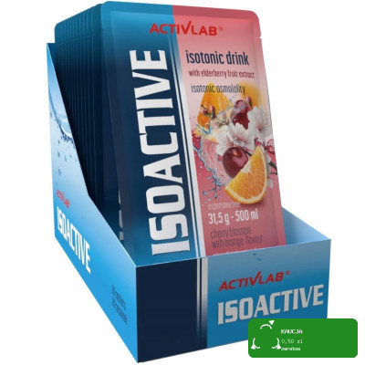 ISOACTIVE Izotonik Activlab ELEKTROLITY smak WIŚNIA POMARAŃCZA 31,5g x20szt
