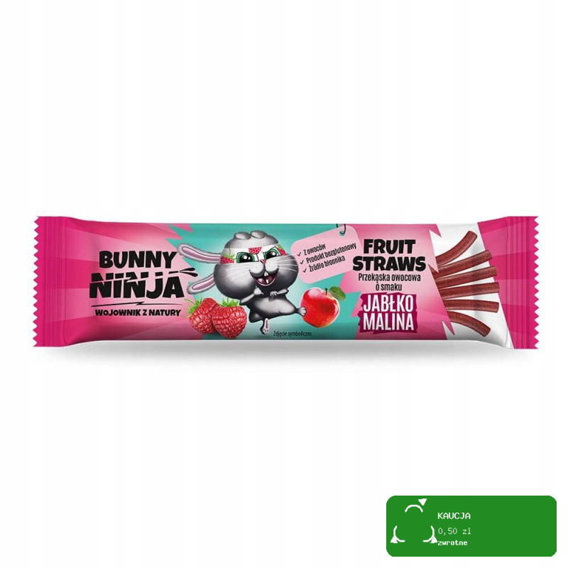 45x BUNNY NINJA DLA DZIECI przekąska owocowa BEZ CUKRU JABŁKO MALINA 0,72KG