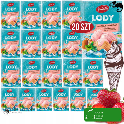 Delecta LODY TRUSKAWKOWE w proszku TRUSKAWKA 20szt