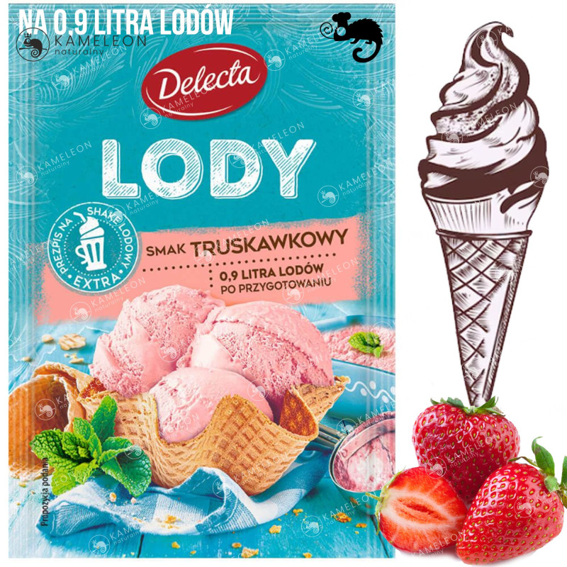 Delecta LODY TRUSKAWKOWE w proszku TRUSKAWKA 20szt