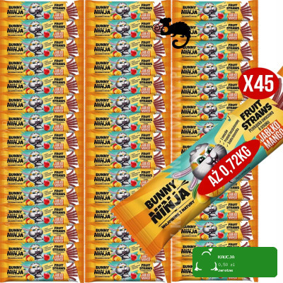 45x BUNNY NINJA DLA DZIECI przekąska owocowa BEZ CUKRU JABŁKO MANGO 0,72KG