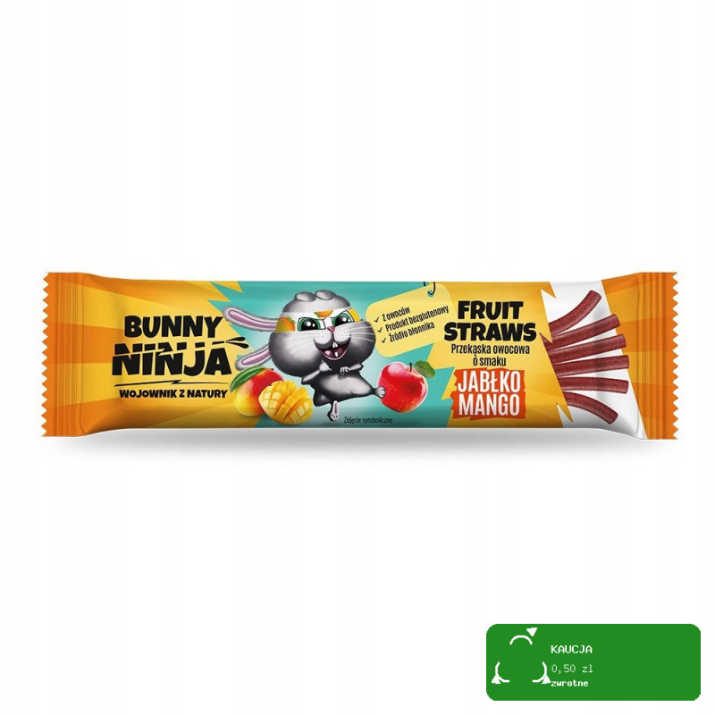 45x BUNNY NINJA DLA DZIECI przekąska owocowa BEZ CUKRU JABŁKO MANGO 0,72KG