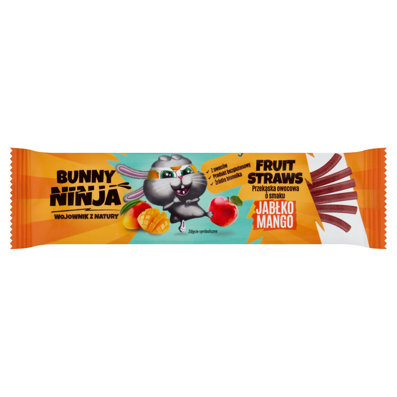 45x BUNNY NINJA DLA DZIECI przekąska owocowa BEZ CUKRU JABŁKO MANGO 0,72KG