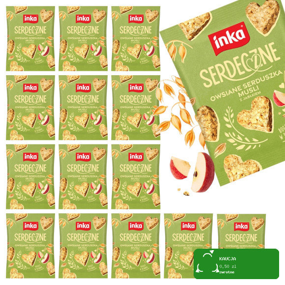 INKA ciasteczka SERDECZNE JABŁKOWE 50G x15szt owsiane serduszka 0,75kg
