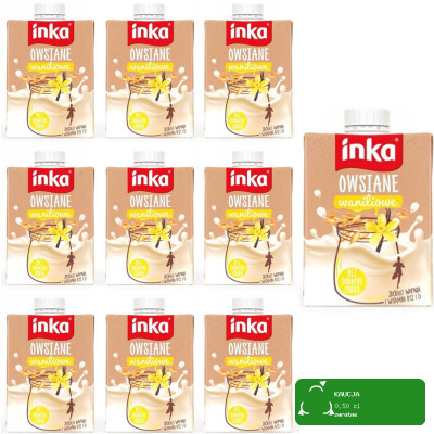 INKA napój owsiany WANILIOWY 500ml 0,5l x10szt MLEKO ROŚLINNE bezlaktozy