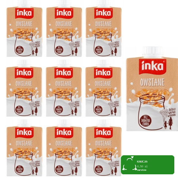 INKA napój OWSIANY naturalny 500ml 0,5l X10szt MLEKO ROŚLINNE bez laktozy