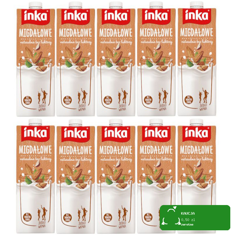 INKA napój MIGDAŁOWY naturalny 1000ml 1l x10sztuk MLEKO ROŚLINNE dla vegan