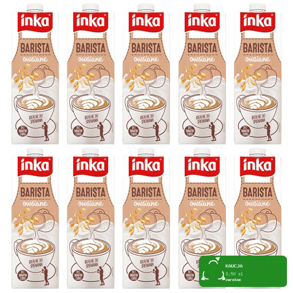 INKA napój OWSIANY BARISTA 1000ml 1l x10SZT MLEKO ROŚLINNE bez laktozy