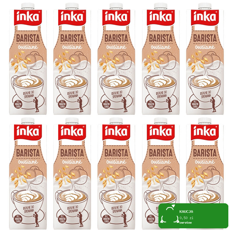 INKA napój OWSIANY BARISTA 1000ml 1l x10SZT MLEKO ROŚLINNE bez laktozy