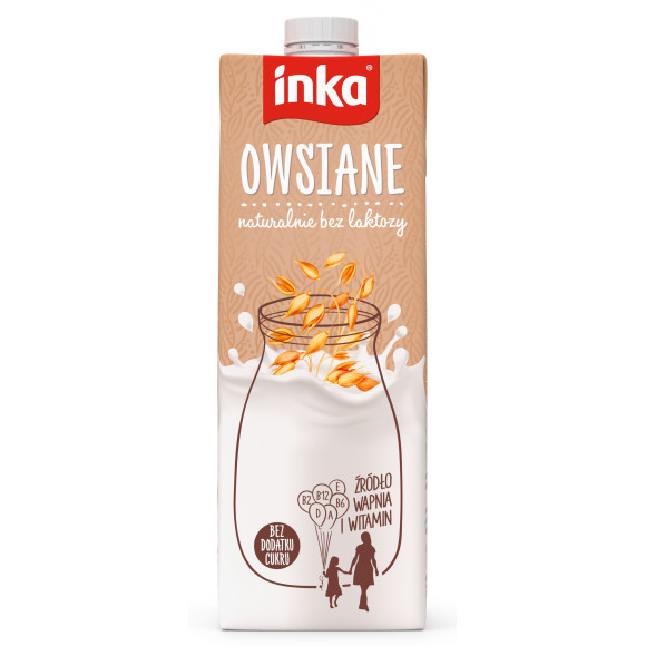 INKA napój OWSIANY naturalny 1000ml 1l x10sztuk MLEKO ROŚLINNE bez laktozy