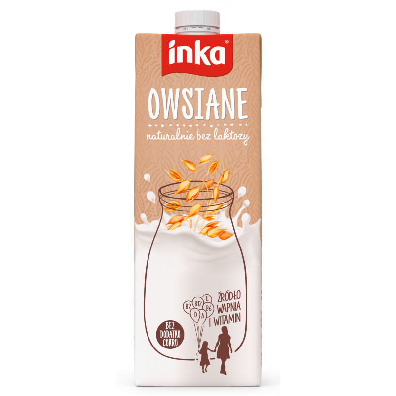 INKA napój OWSIANY naturalny 1000ml 1l x10sztuk MLEKO ROŚLINNE bez laktozy