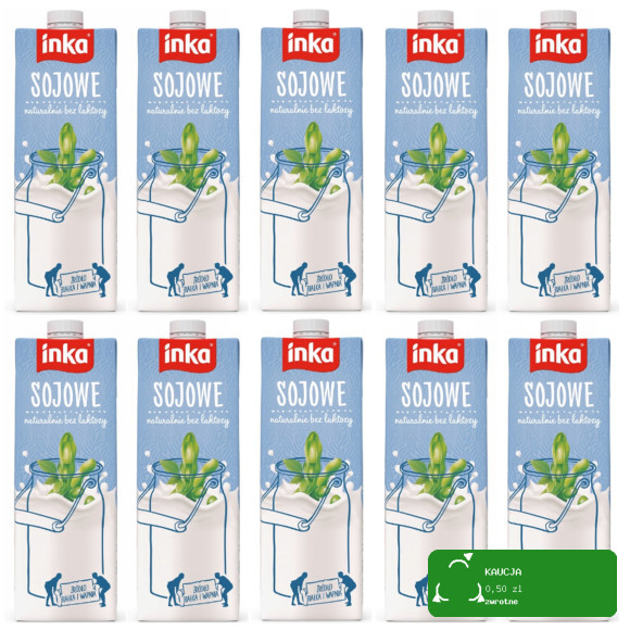 INKA napój SOJOWY naturalny 1000ml 1l x10SZT MLEKO ROŚLINNE bez laktozy